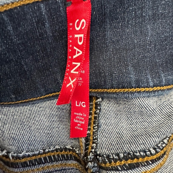 Spanx‎ Size L Pull On Distressed Ankle Skinny Blue Jean Stretch 20203R High Rise - Picture 2 of 10
